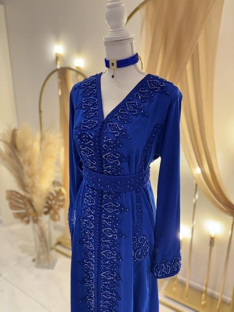 Caftan classique bleu royal, vue complète