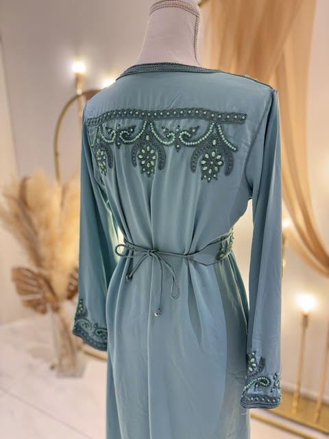 Caftan classique vert d’eau, vue de dos