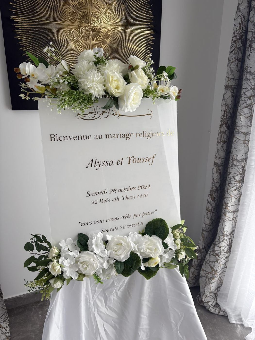Tableau de bienvenue personnalisé fleuri